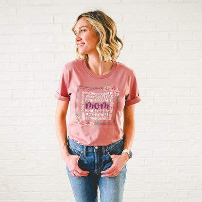 Mom Heart Of The Family Tee Shirts For Women - Christian Shirts for Women - Religious Tee Shirts