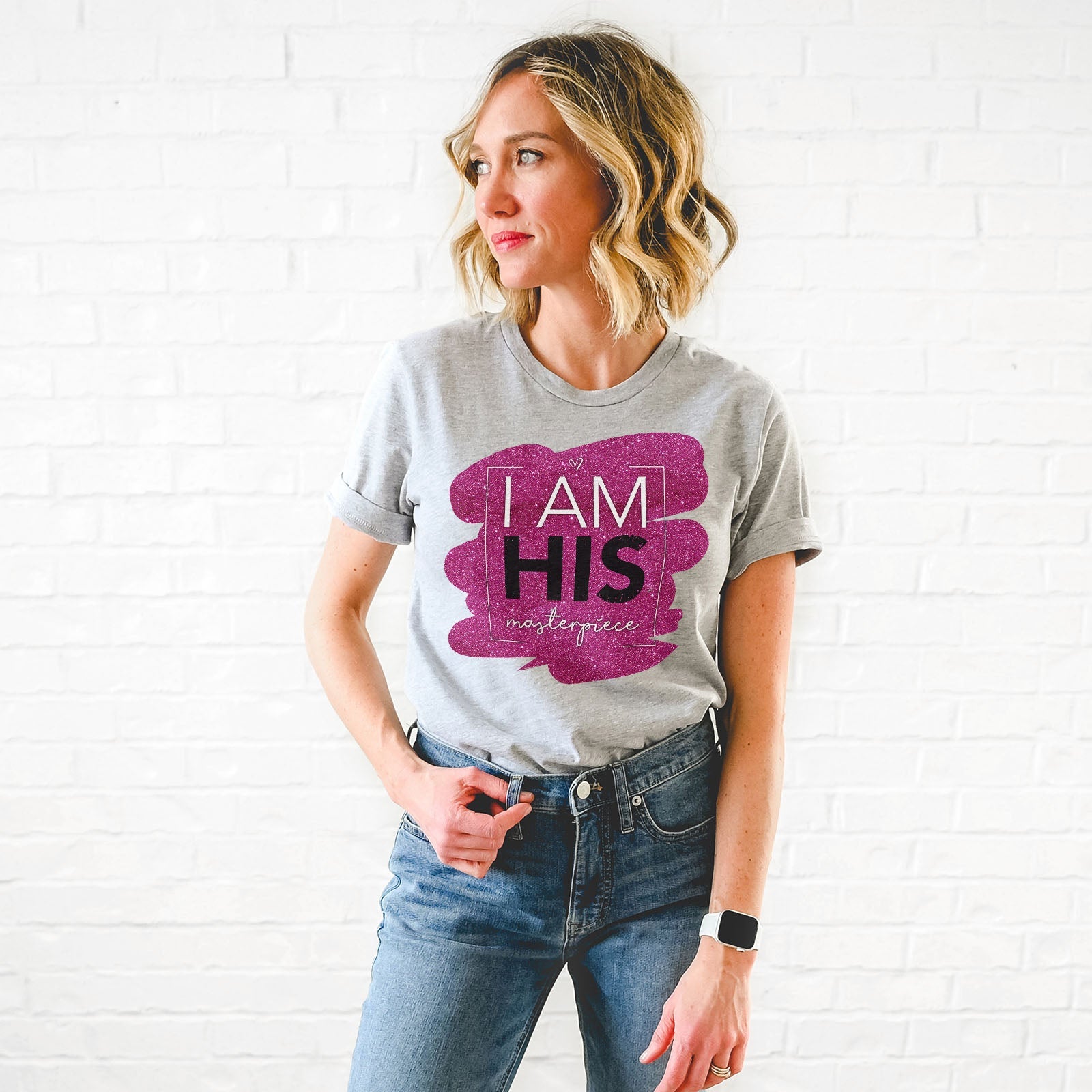 I Am His Masterpiece Pink Dazzler Tee Shirts For Women - Christian Shirts for Women - Religious Tee Shirts