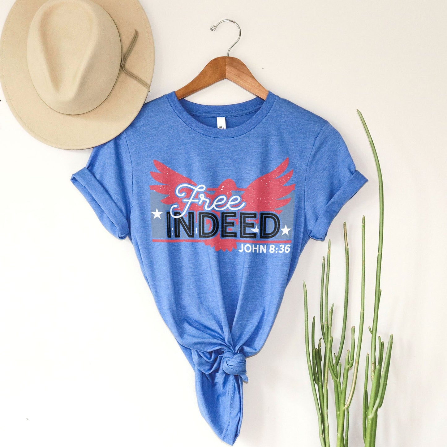 Free Indeed John 8:36 Tee Shirts For Women - Christian Shirts for Women - Religious Tee Shirts