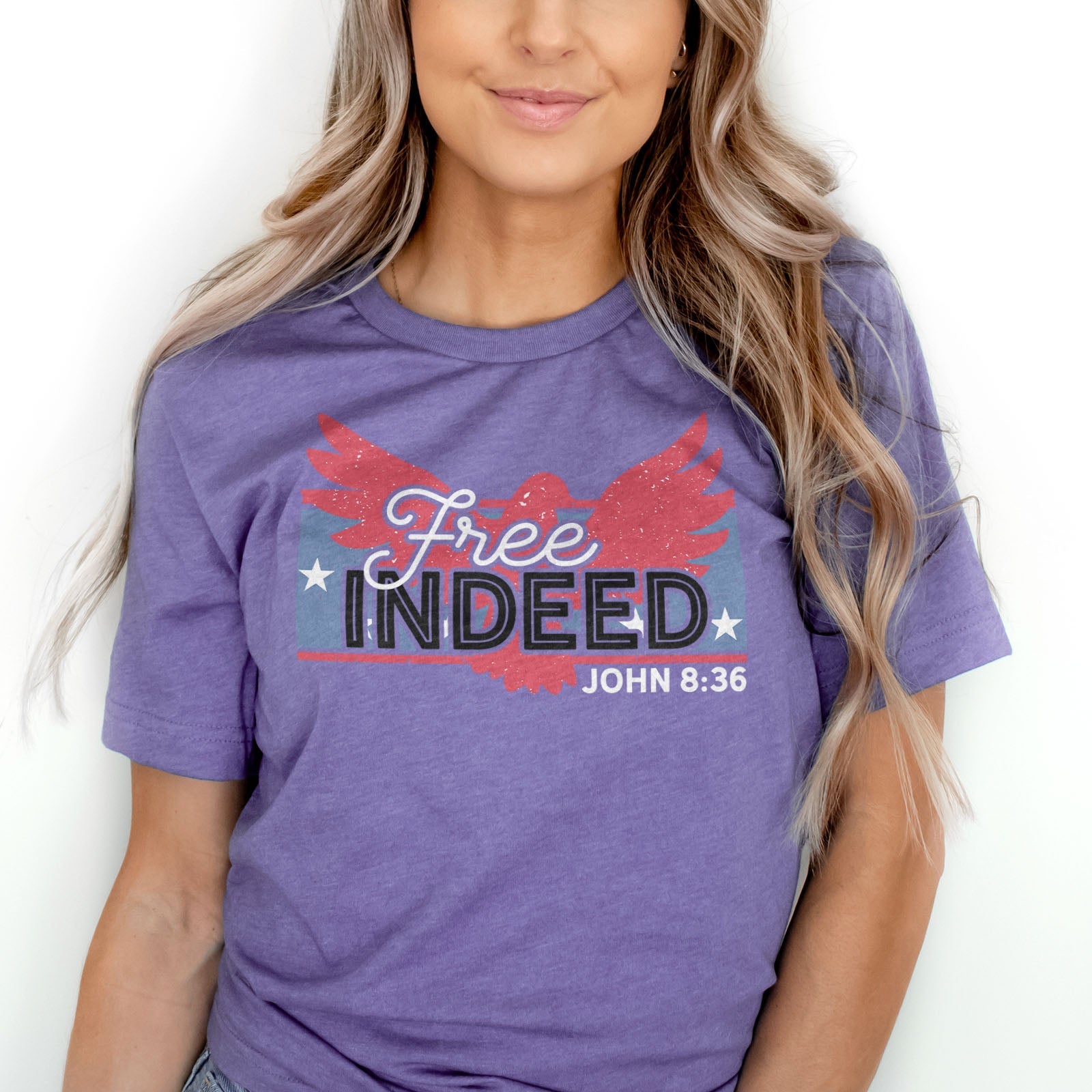 Free Indeed John 8:36 Tee Shirts For Women - Christian Shirts for Women - Religious Tee Shirts