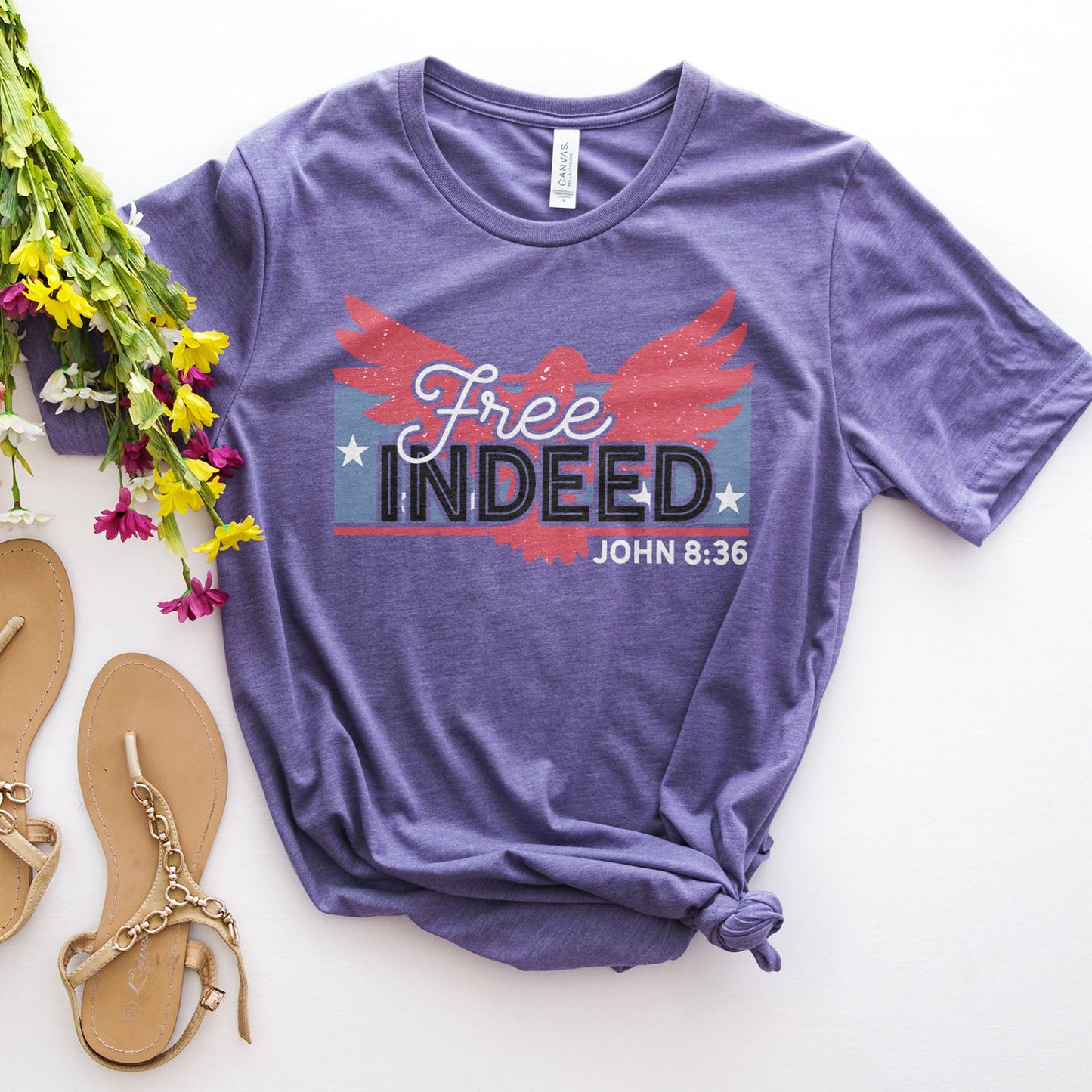 Free Indeed John 8:36 Tee Shirts For Women - Christian Shirts for Women - Religious Tee Shirts