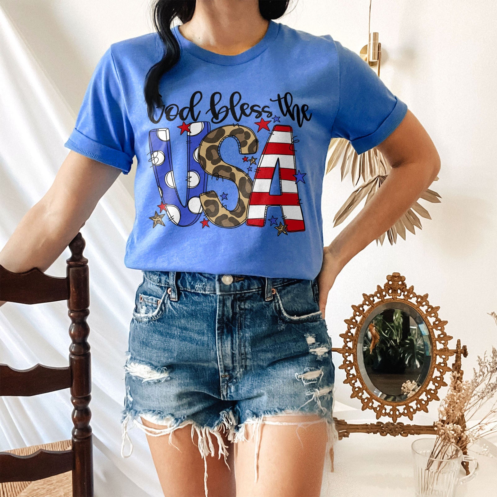 God Bless The USA Tee Shirts For Women - Christian Shirts for Women - Religious Tee Shirts