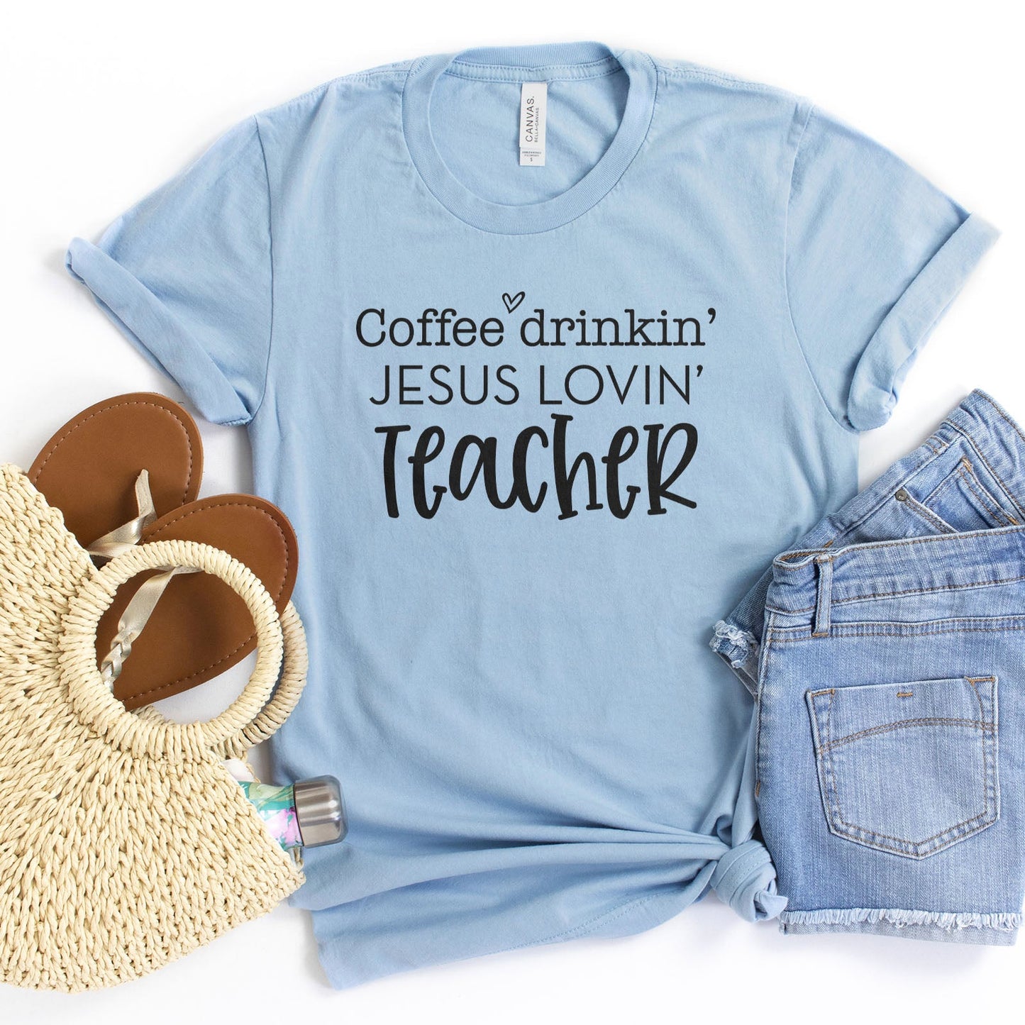 Coffee Drinkin Jesus Lovin Teacher Tee Shirts For Women - Christian Shirts for Women - Religious Tee Shirts