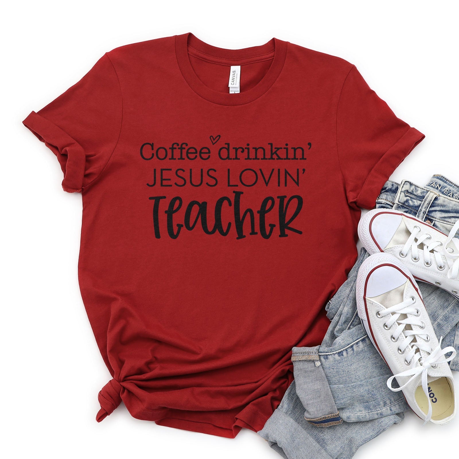 Coffee Drinkin Jesus Lovin Teacher Tee Shirts For Women - Christian Shirts for Women - Religious Tee Shirts