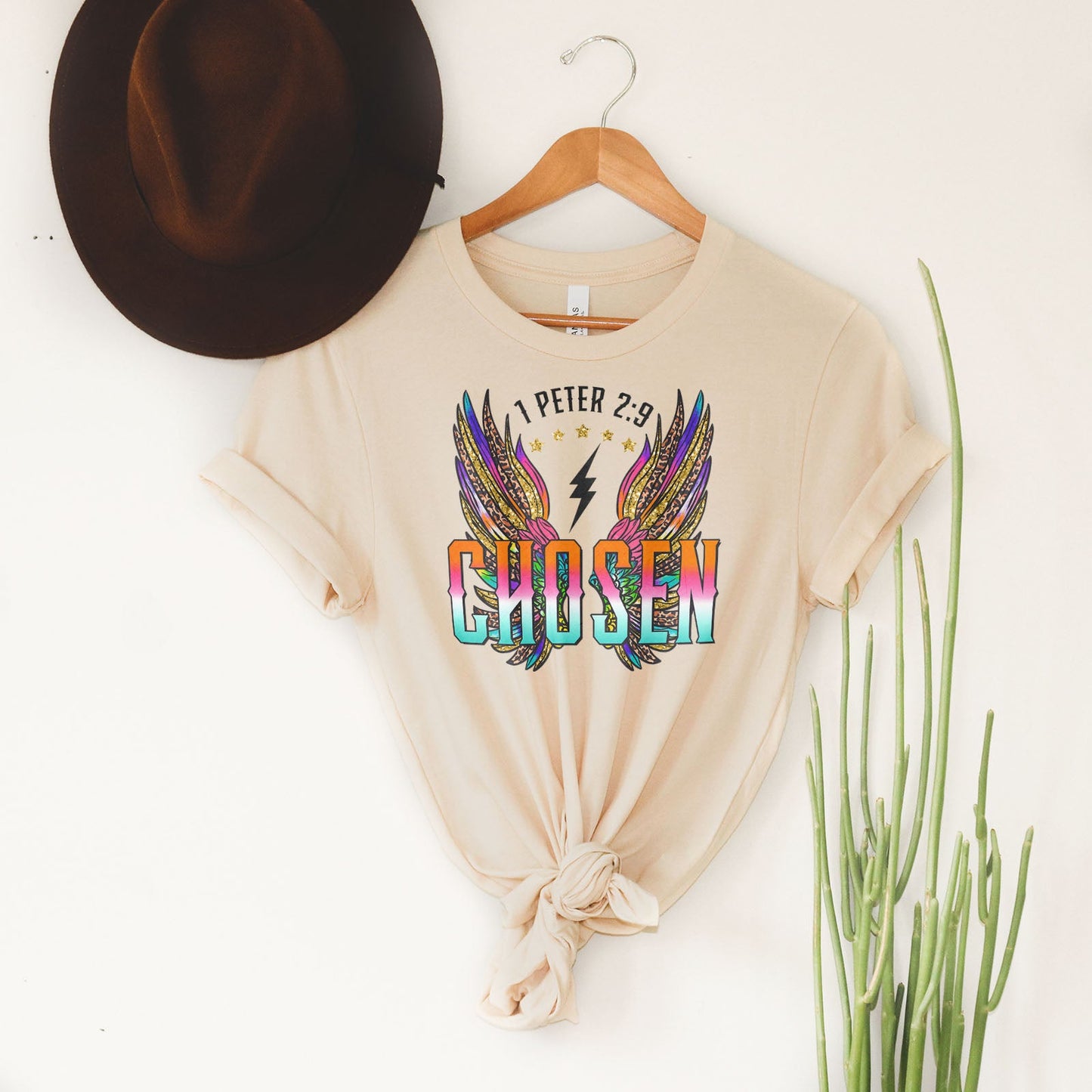 Chosen Retro Wings Tee Shirts For Women - Christian Shirts for Women - Religious Tee Shirts