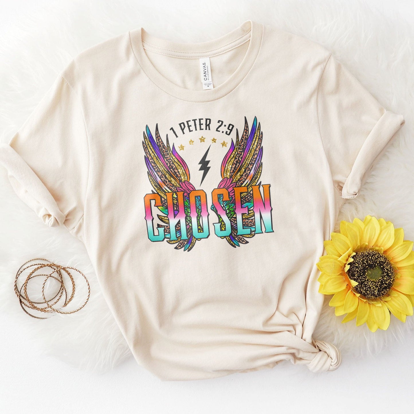 Chosen Retro Wings Tee Shirts For Women - Christian Shirts for Women - Religious Tee Shirts