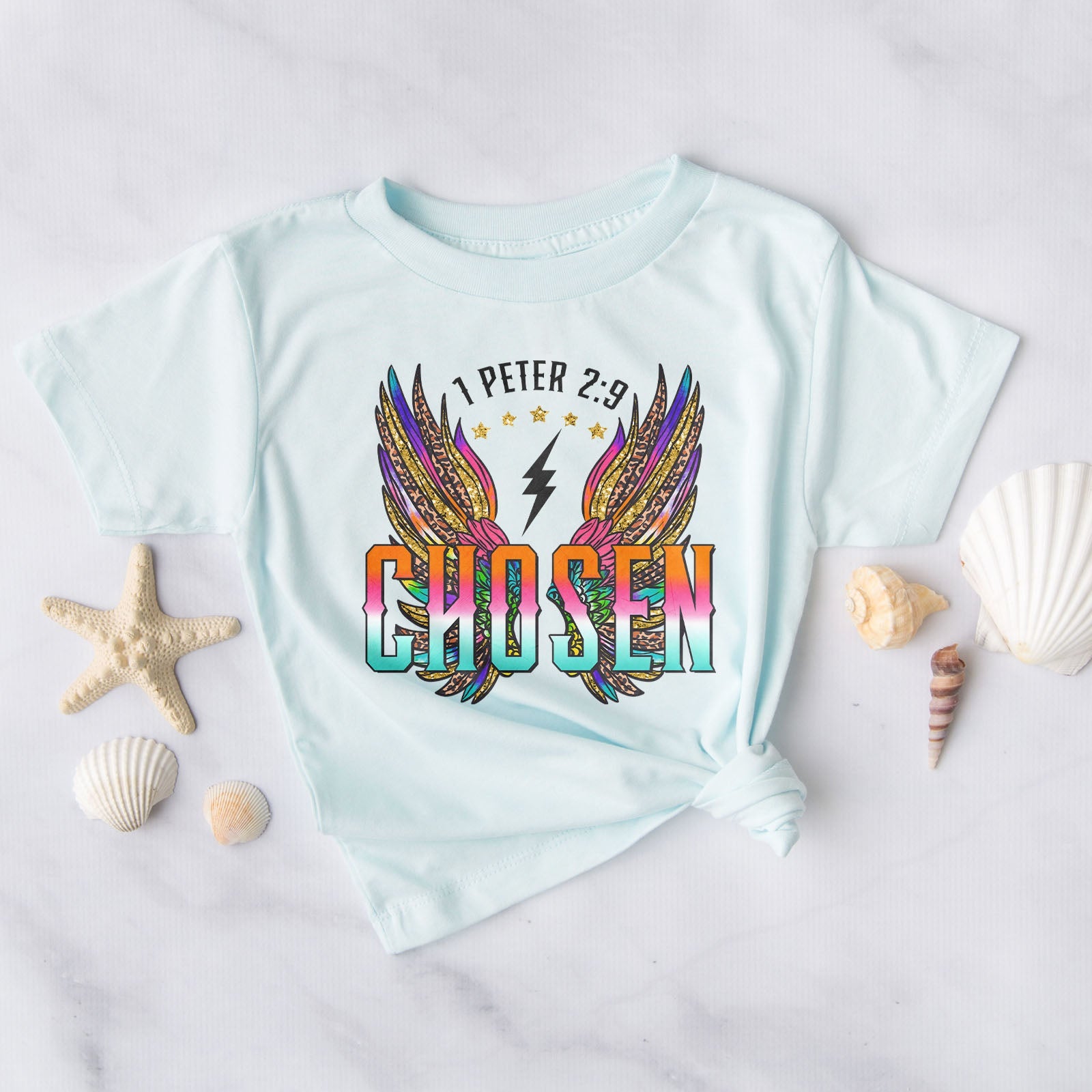Chosen Retro Wings Tee Shirts For Women - Christian Shirts for Women - Religious Tee Shirts
