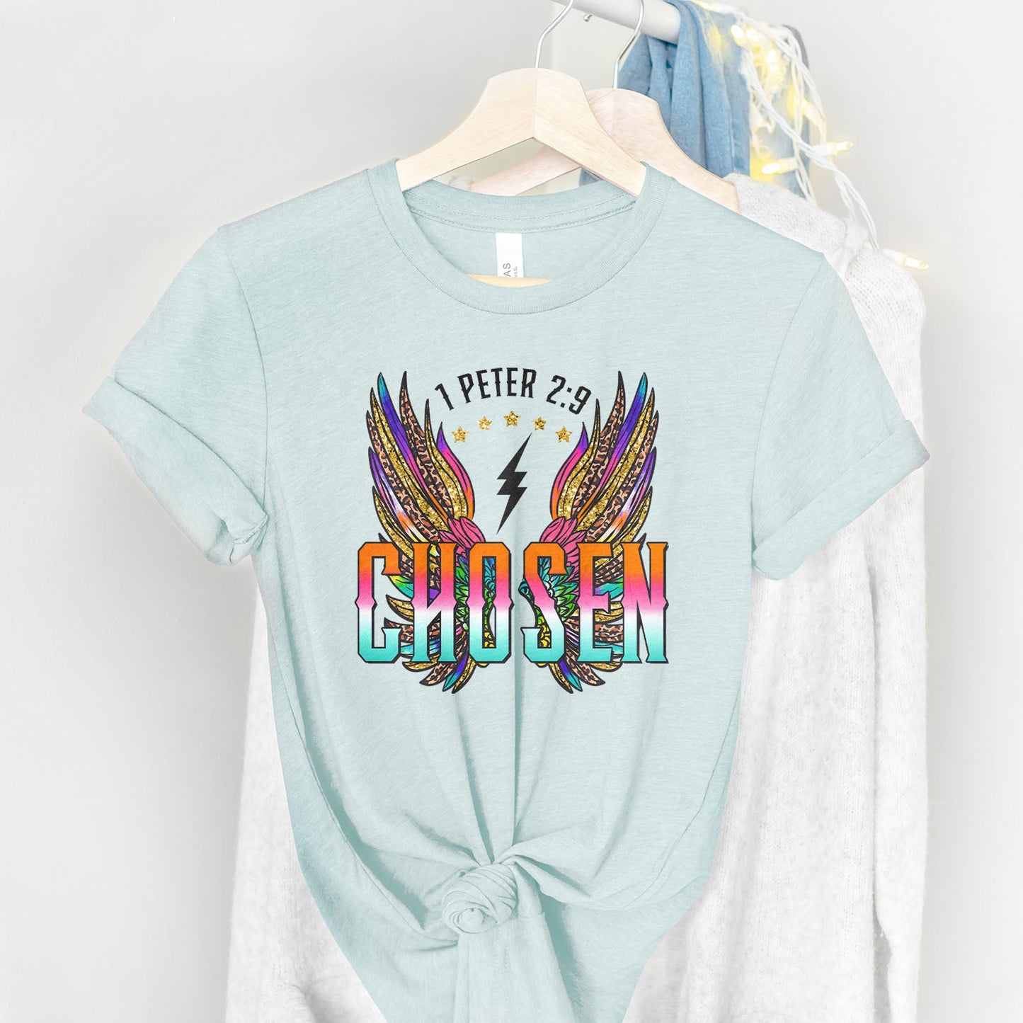 Chosen Retro Wings Tee Shirts For Women - Christian Shirts for Women - Religious Tee Shirts