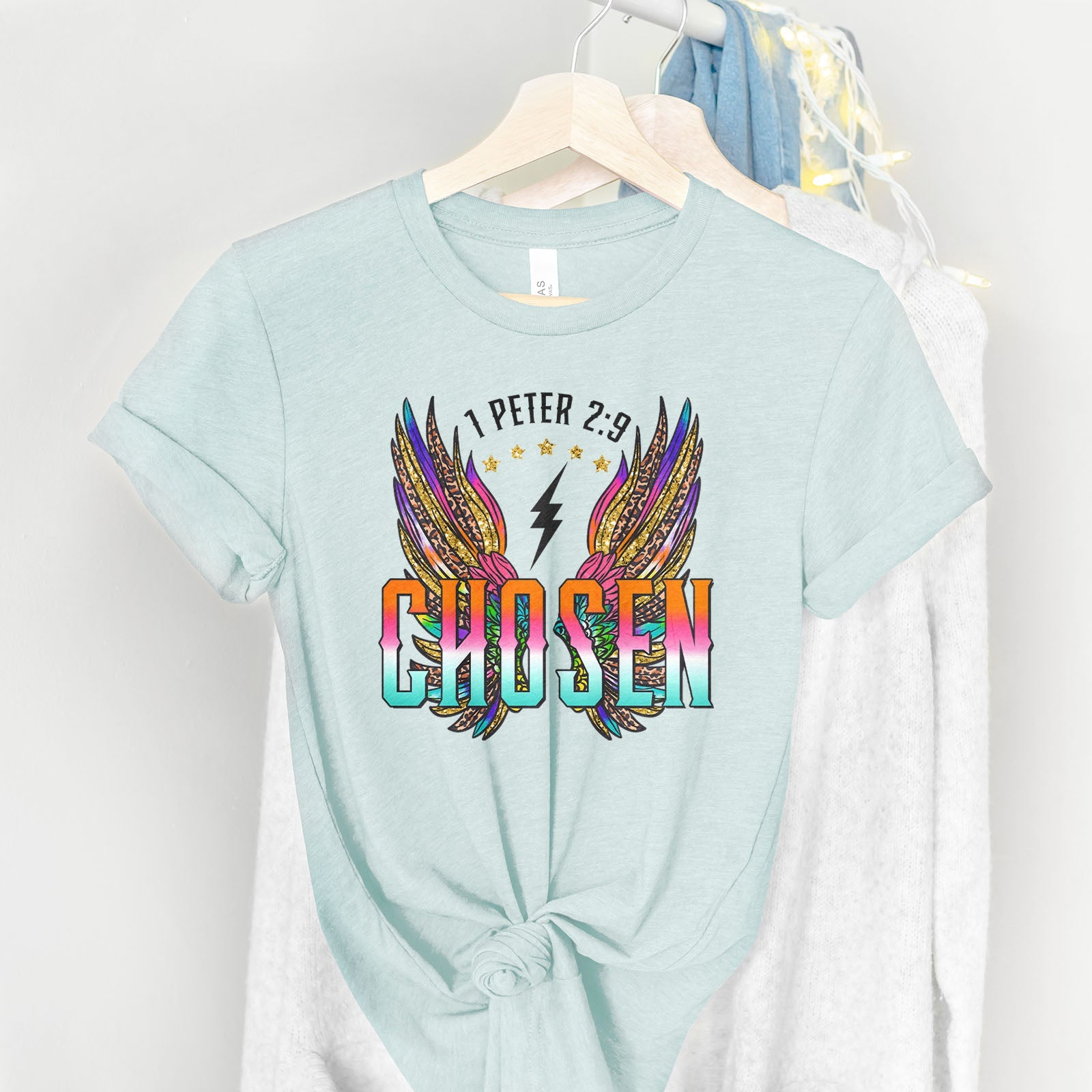 Chosen Retro Wings Tee Shirts For Women - Christian Shirts for Women - Religious Tee Shirts