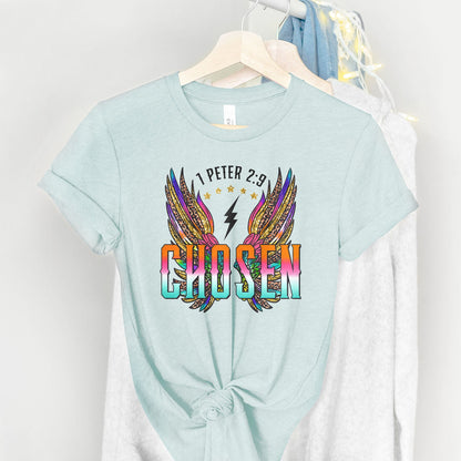 Chosen Retro Wings Tee Shirts For Women - Christian Shirts for Women - Religious Tee Shirts