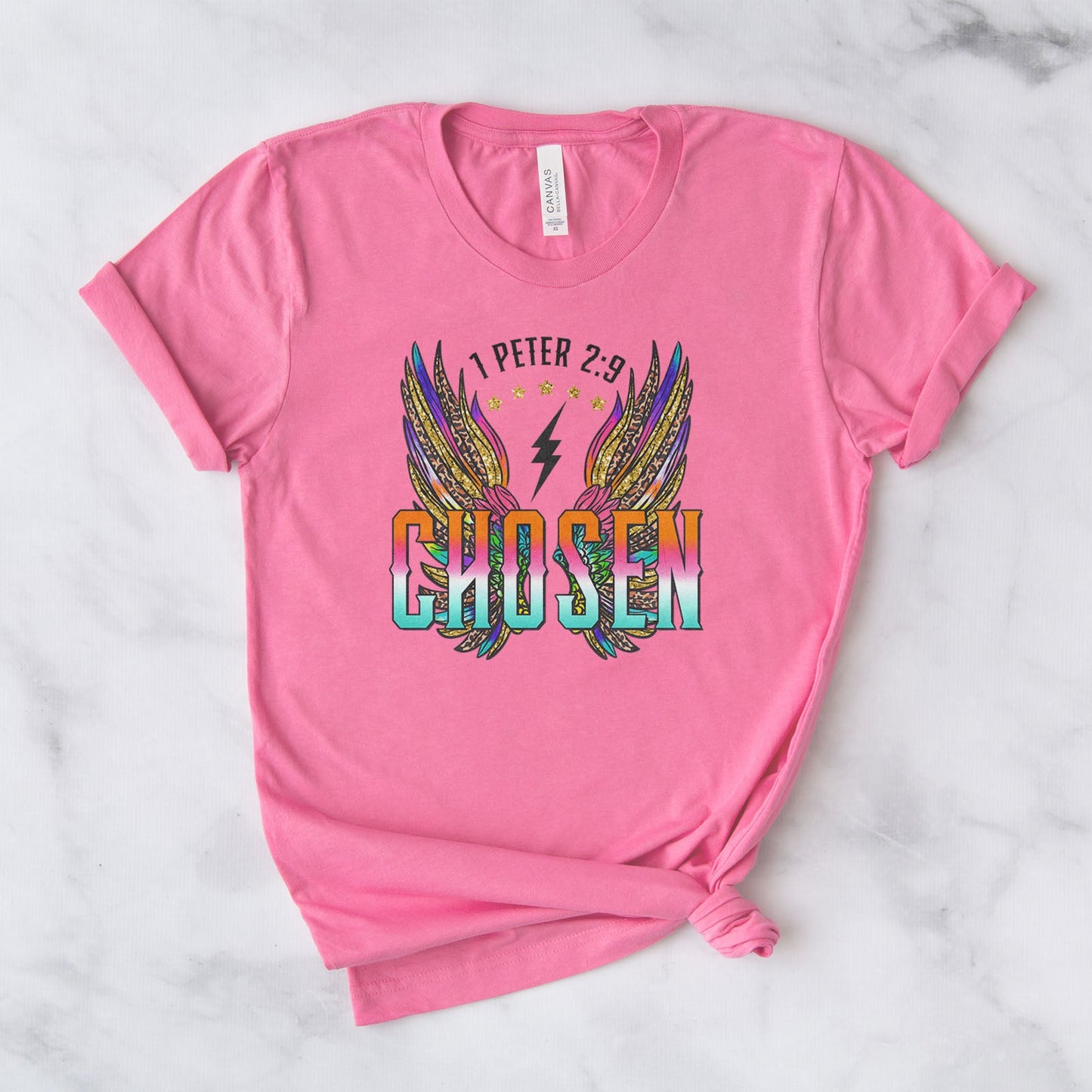 Chosen Retro Wings Tee Shirts For Women - Christian Shirts for Women - Religious Tee Shirts