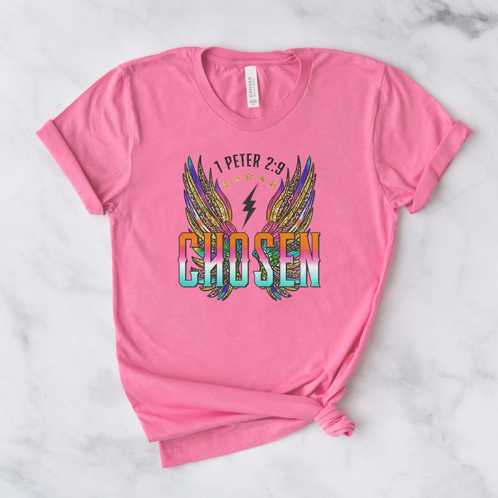 Chosen Retro Wings Tee Shirts For Women - Christian Shirts for Women - Religious Tee Shirts