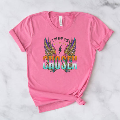 Chosen Retro Wings Tee Shirts For Women - Christian Shirts for Women - Religious Tee Shirts