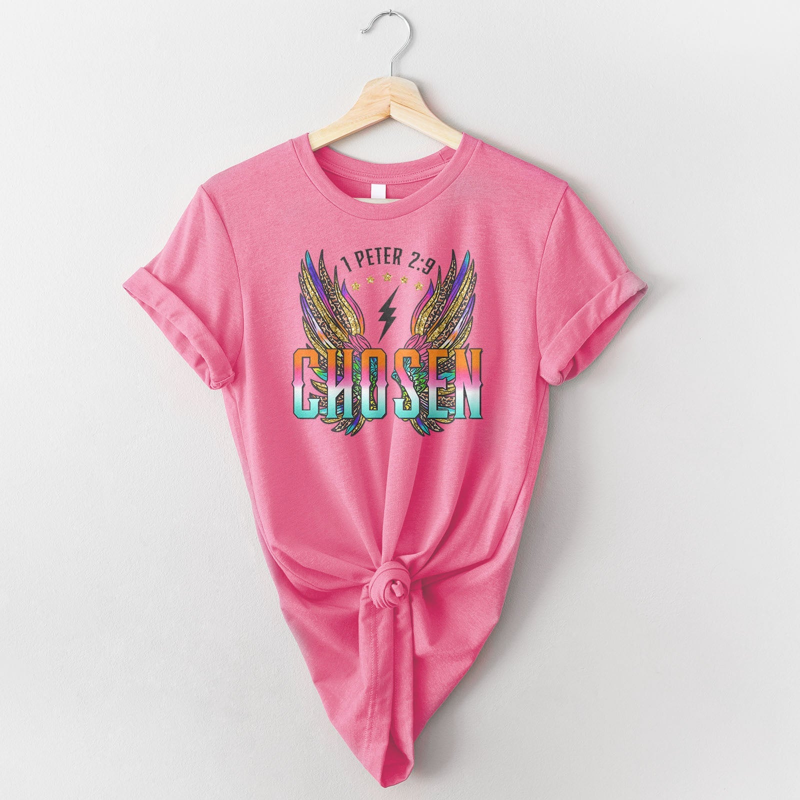 Chosen Retro Wings Tee Shirts For Women - Christian Shirts for Women - Religious Tee Shirts