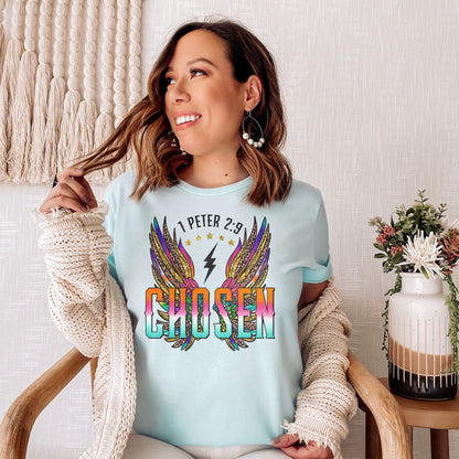 Chosen Retro Wings Tee Shirts For Women - Christian Shirts for Women - Religious Tee Shirts