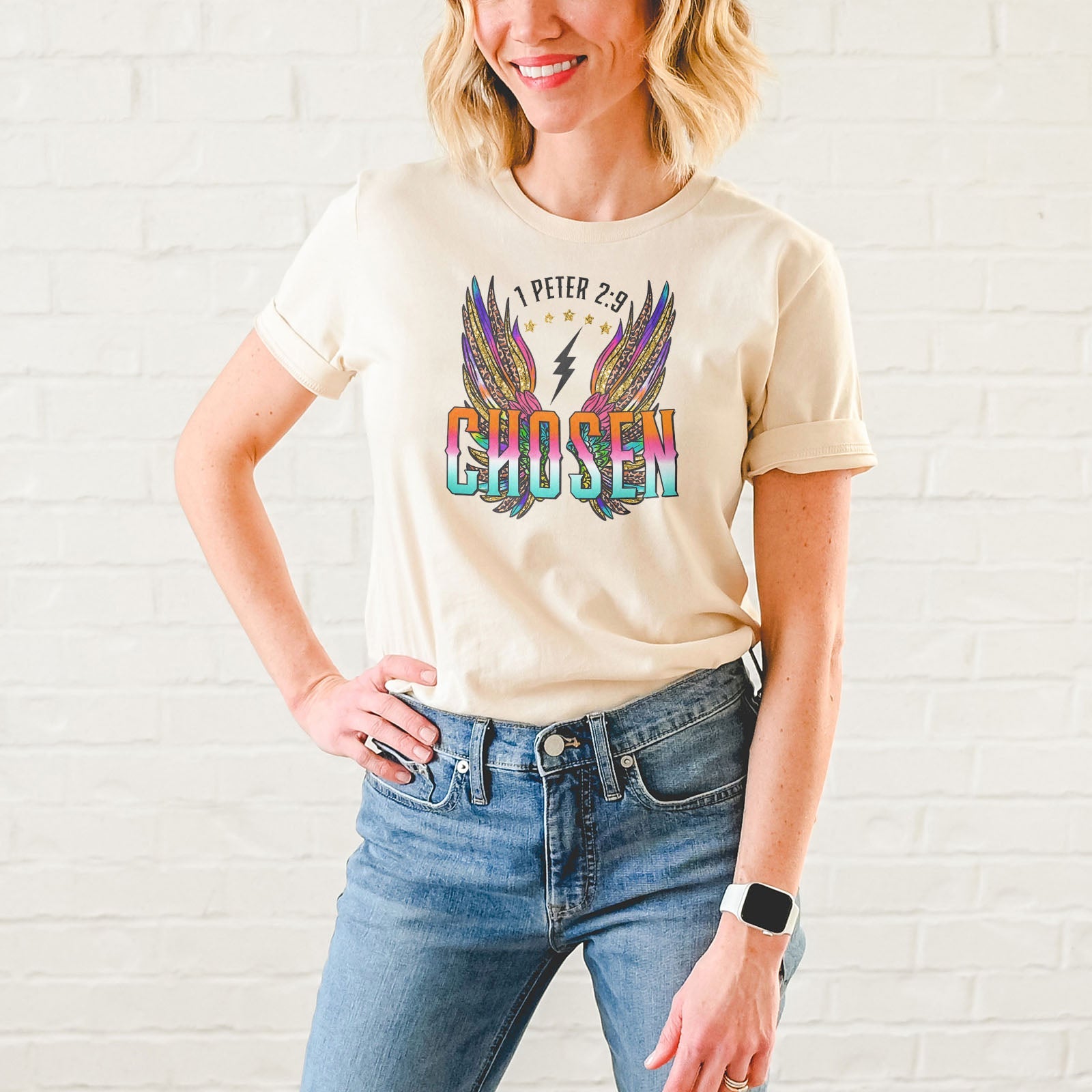 Chosen Retro Wings Tee Shirts For Women - Christian Shirts for Women - Religious Tee Shirts