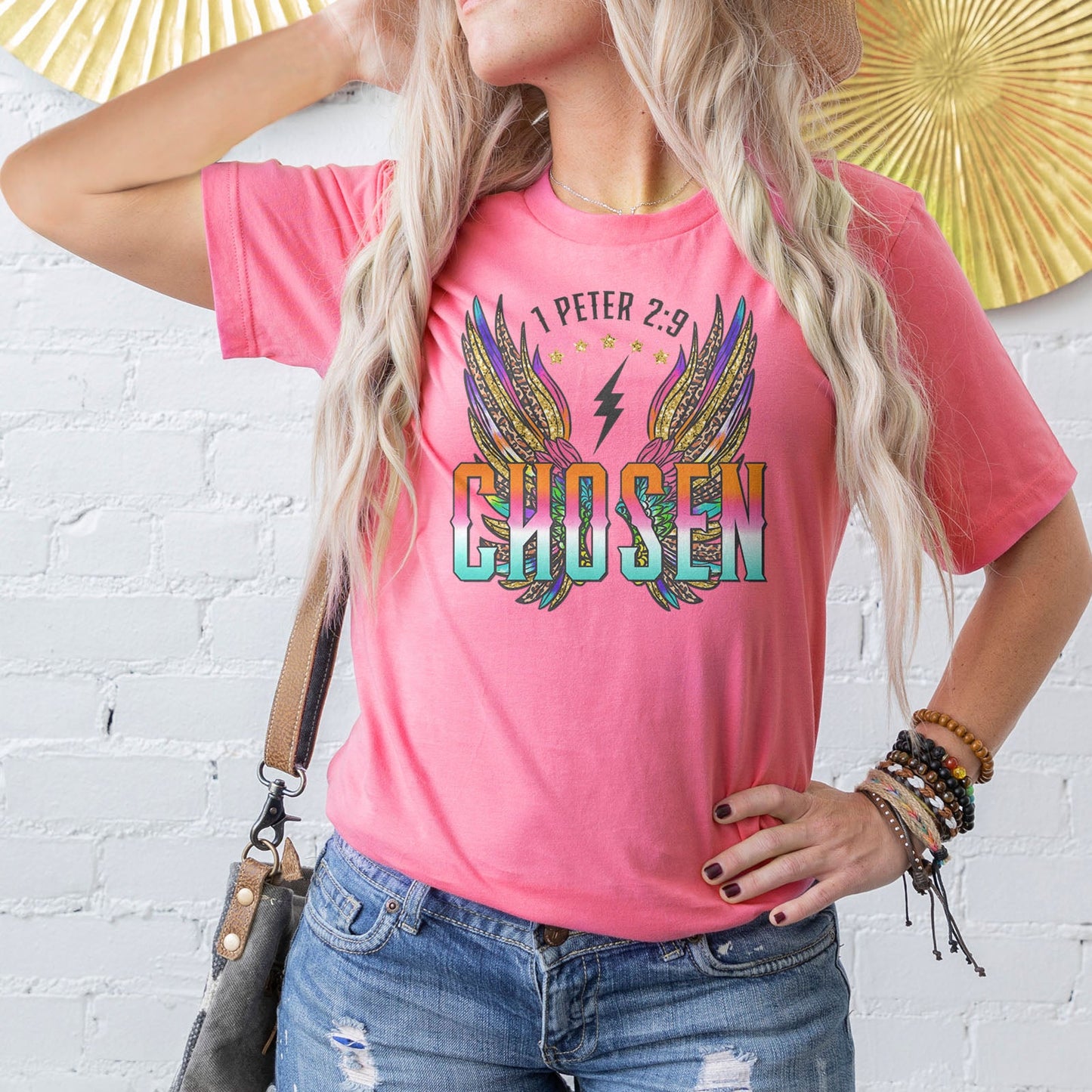 Chosen Retro Wings Tee Shirts For Women - Christian Shirts for Women - Religious Tee Shirts