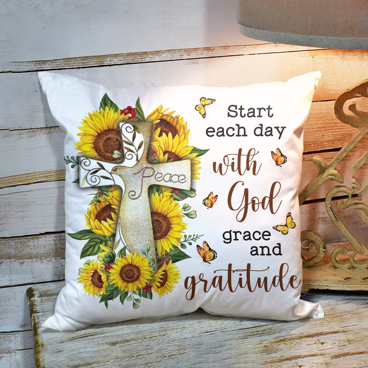 Special Sunflower Pillowcase - Start Each Day With God AA50 - 2