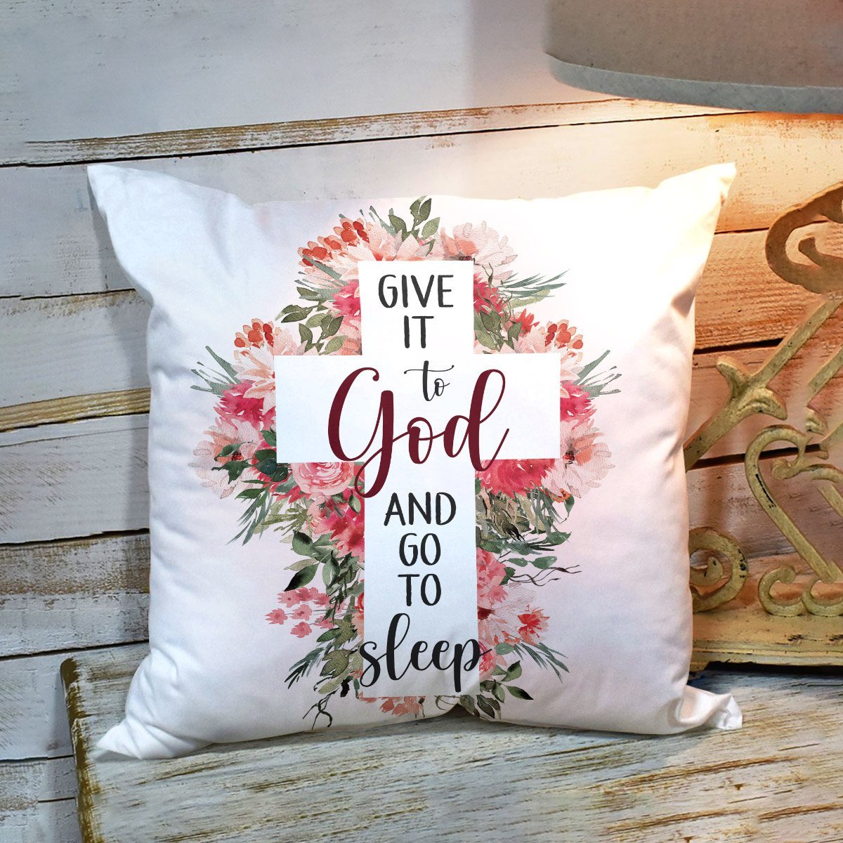 Cross And Flower Pillowcase - Give It To God AA51 - 2