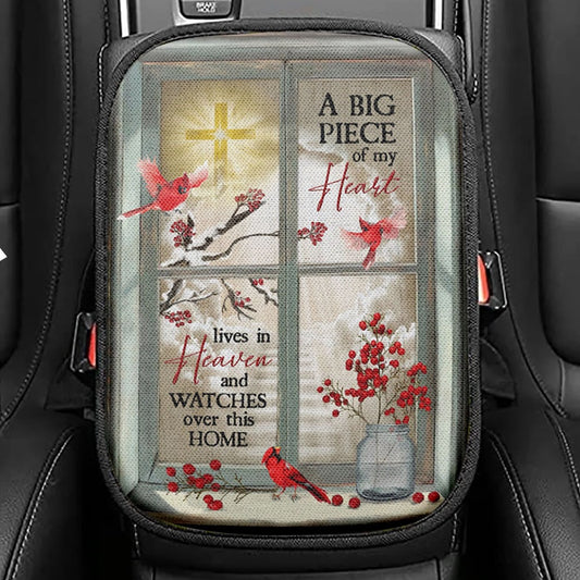 A Big Piece Of My Heart Hummingbird Seat Box Cover, Christian Car Center Console Cover, Religious Car Interior Accessories