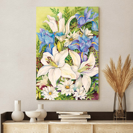 A Blue And White Mix Canvas Art - Easter Wall Art - Easter Vertical Canvas - Easter Gift