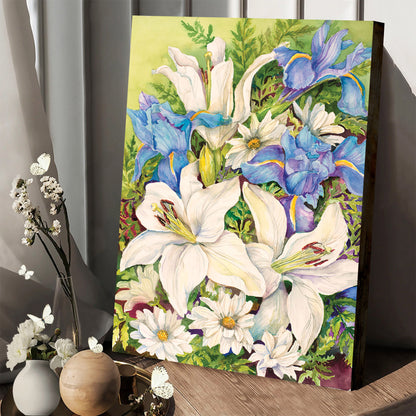 A Blue And White Mix Canvas Art - Easter Wall Art - Easter Vertical Canvas - Easter Gift