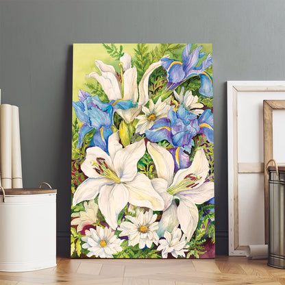 A Blue And White Mix Canvas Art - Easter Wall Art - Easter Vertical Canvas - Easter Gift