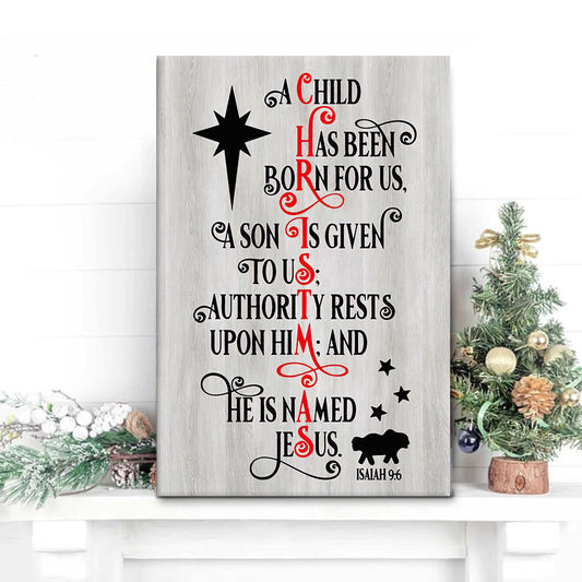 A Child Has Been Born For Us Christmas Wall Art Canvas Print Christian Gifts