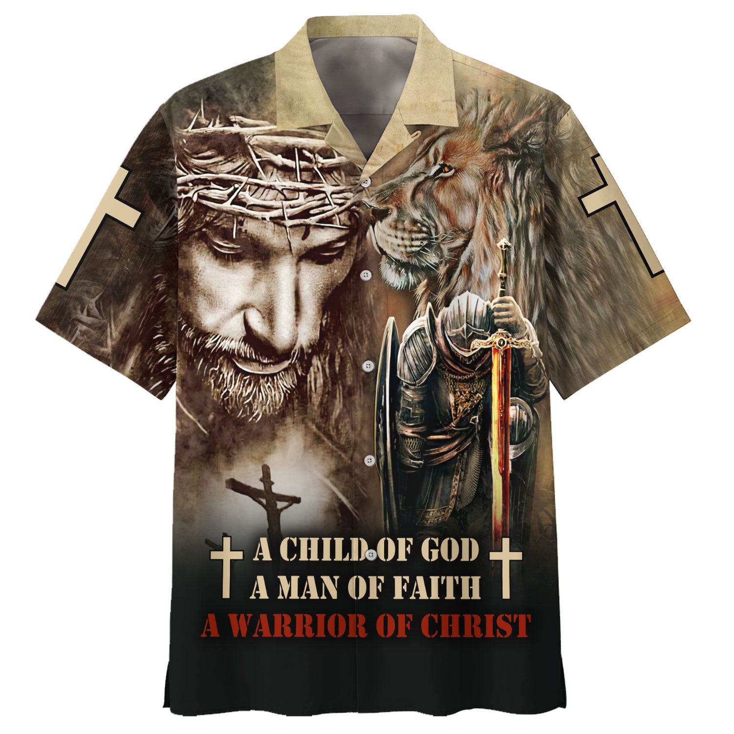 A Child Of God A Man Of Faith A Warrior Of Christ Hawaiian Shirts - Christian Hawaiian Shirt - Hawaiian Summer Shirts