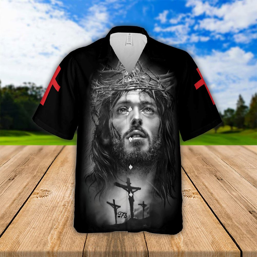 A Child Of God A Man Of Faith Hawaiian Shirts - Religious Hawaiian Shirts - Hawaiian Christian For Men Women