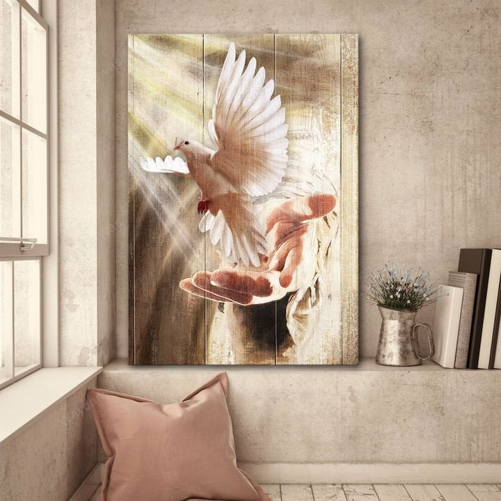 A Dove On His Hand Jesus Canvas Posters - Christian Wall Posters - Religious Wall Decor