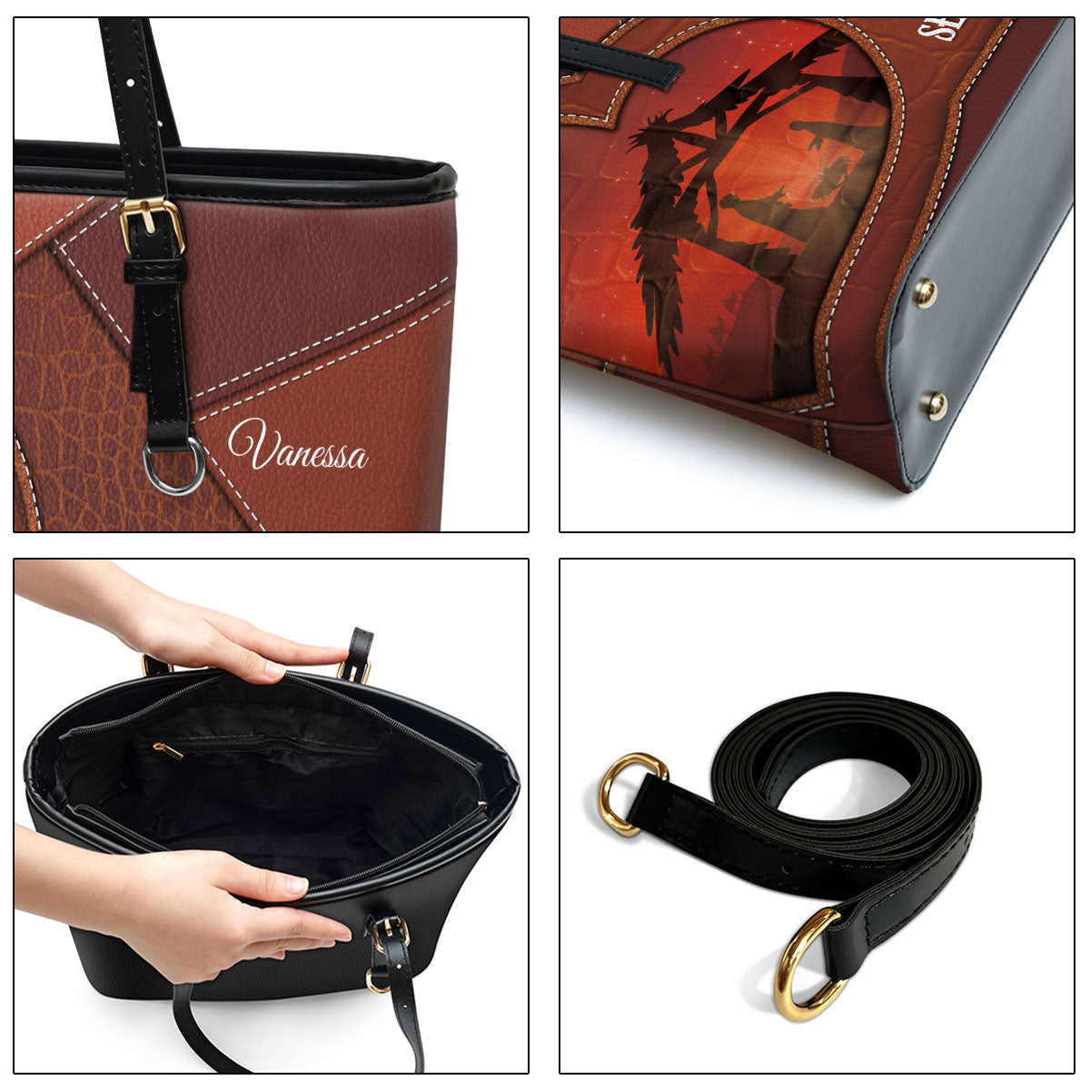 A Grateful Heart Sees Many Blessings Personalized Pu Leather Tote Bag For Women - Mom Gifts For Mothers Day