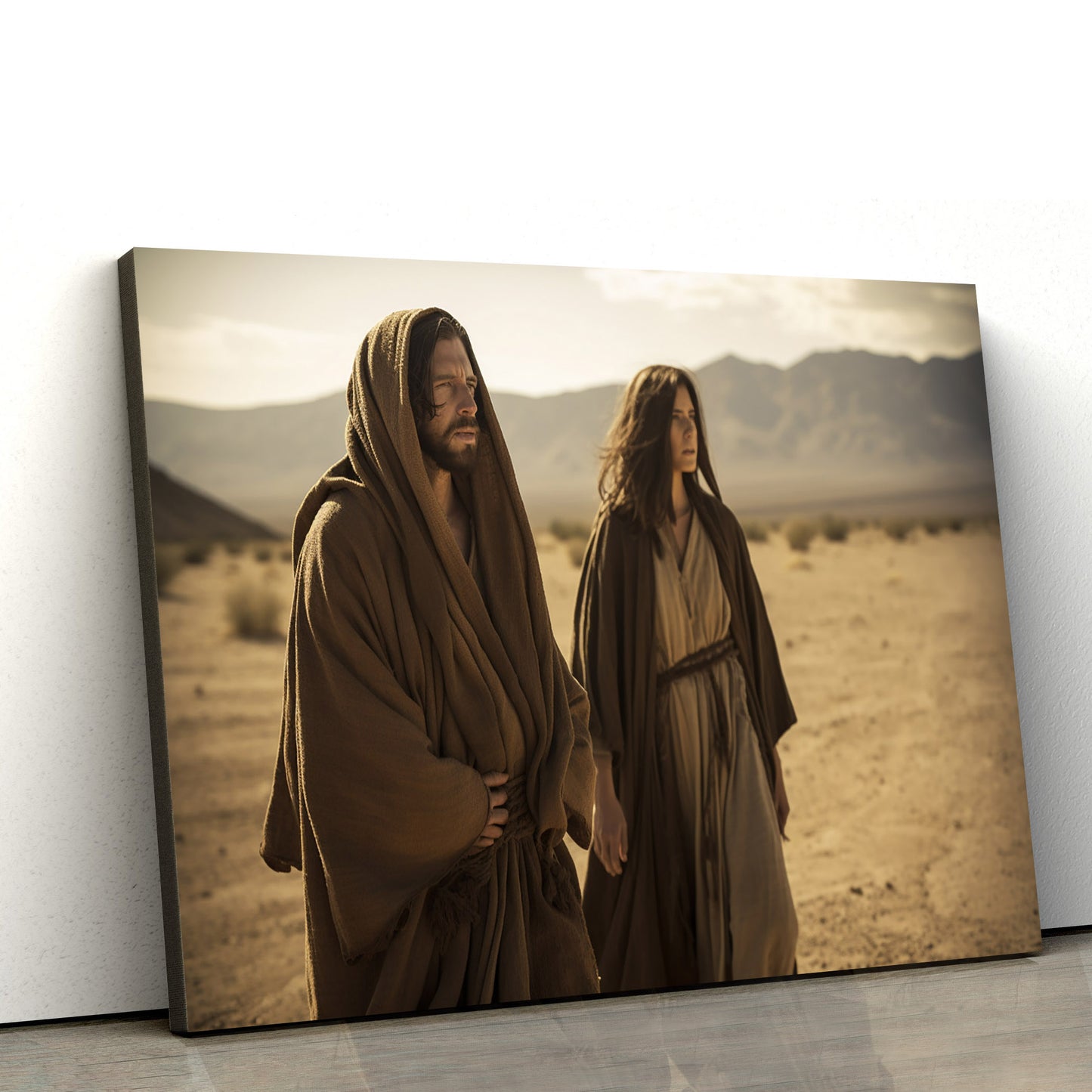 A Jesus Woman Dressed In His Own Standing Next To Her - Canvas Picture - Jesus Christ Canvas - Christian Wall Art