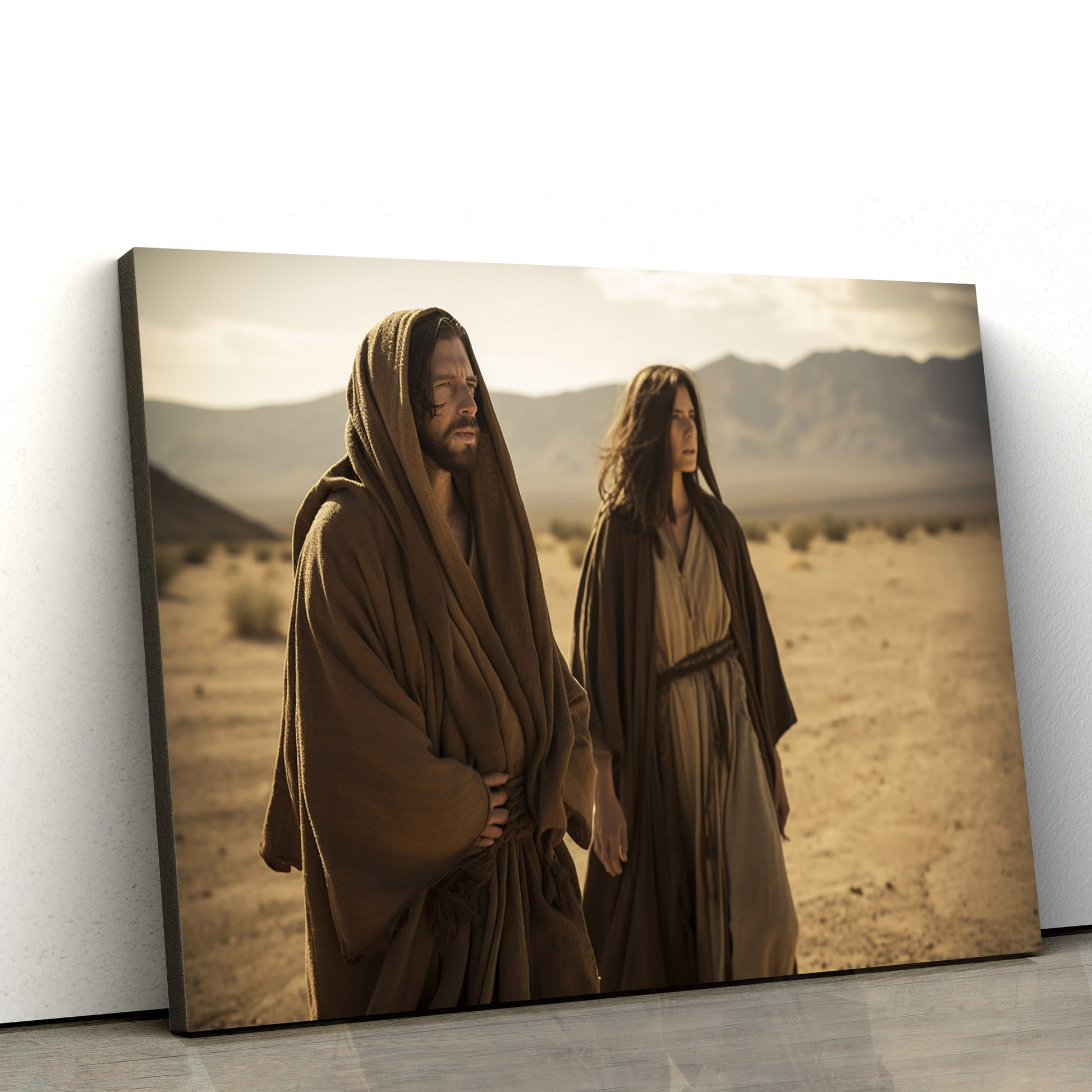 A Jesus Woman Dressed In His Own Standing Next To Her - Canvas Picture - Jesus Christ Canvas - Christian Wall Art