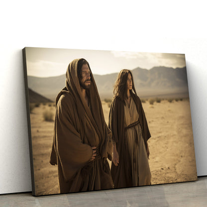 A Jesus Woman Dressed In His Own Standing Next To Her - Canvas Picture - Jesus Christ Canvas - Christian Wall Art