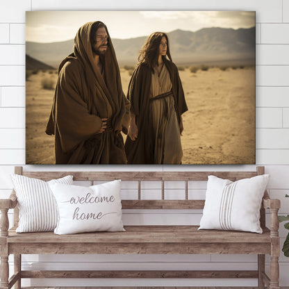 A Jesus Woman Dressed In His Own Standing Next To Her - Canvas Picture - Jesus Christ Canvas - Christian Wall Art
