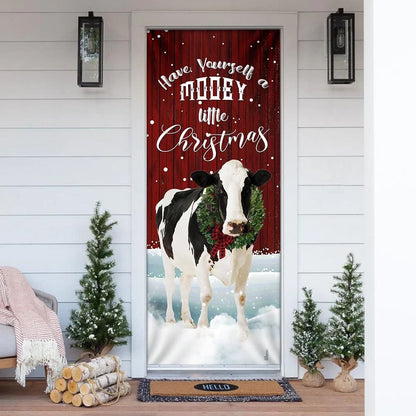 A Little Mooey Christmas Door Cover - Christmas Door Cover Decorations - Christmas Outdoor Decoration