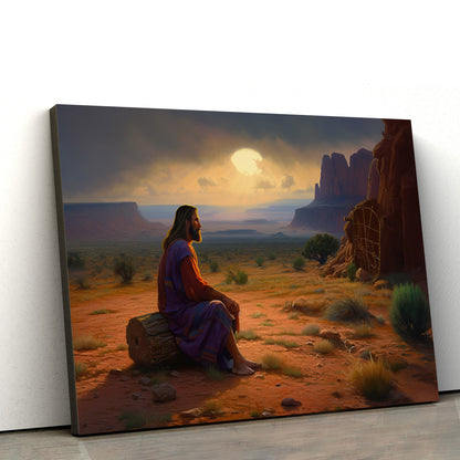 A Painting Of Jesus Sitting In The Dirt 1 - Canvas Picture - Jesus Christ Canvas - Christian Wall Art