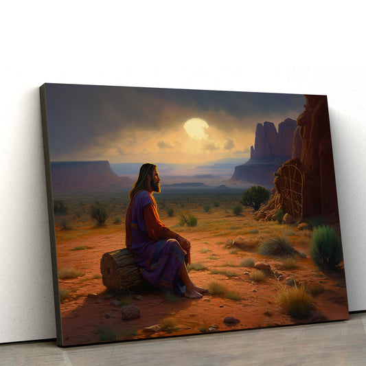 A Painting Of Jesus Sitting In The Dirt 1 - Canvas Picture - Jesus Christ Canvas - Christian Wall Art