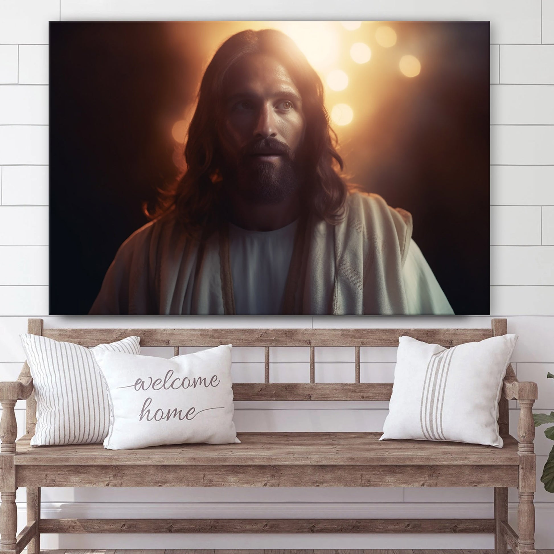 A Portrait Of Jesus Surrounded By Light - Canvas Picture - Jesus Christ Canvas - Christian Wall Art