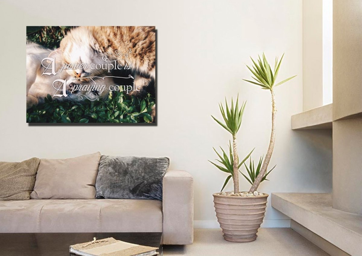 A Power Couple Is A Praying Couple Canvas Wall Art Print - Christian Canvas Wall Art