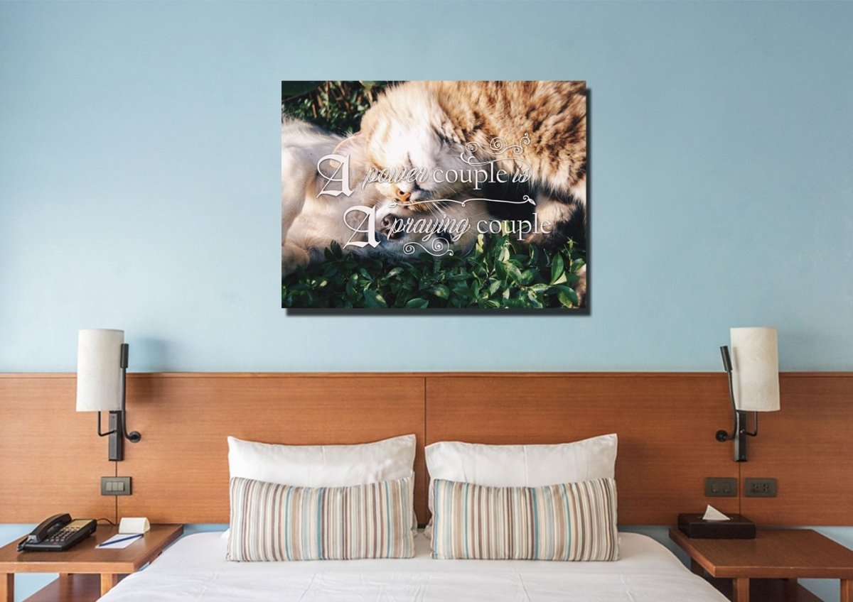 A Power Couple Is A Praying Couple Canvas Wall Art Print - Christian Canvas Wall Art