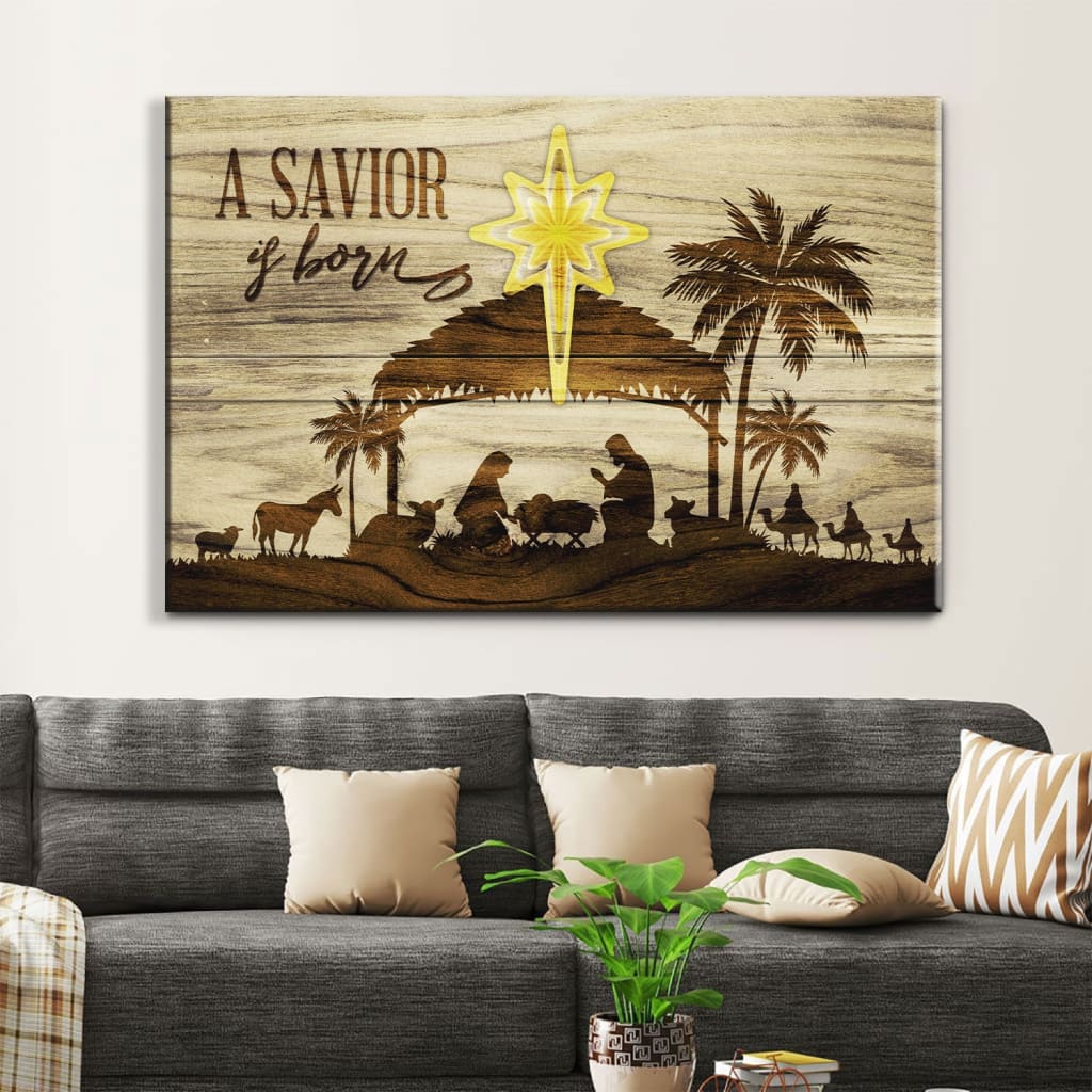 A Savior Is Born Christmas Wall Art Canvas - Religious Wall Decor