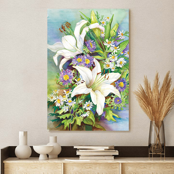 A Spring Bouquet Canvas Art - Easter Wall Art - Easter Vertical Canvas - Easter Gift