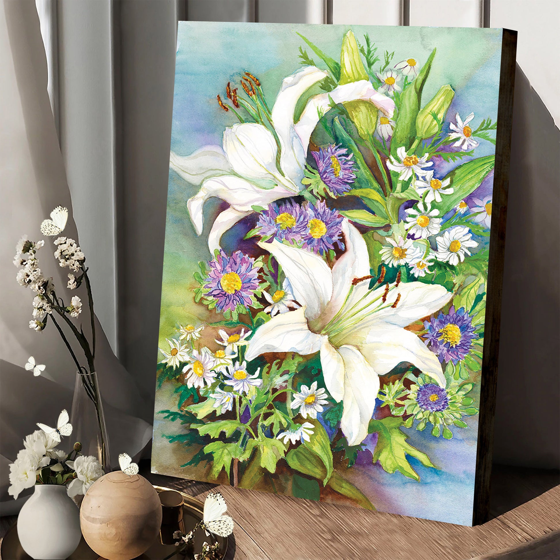 A Spring Bouquet Canvas Art - Easter Wall Art - Easter Vertical Canvas - Easter Gift