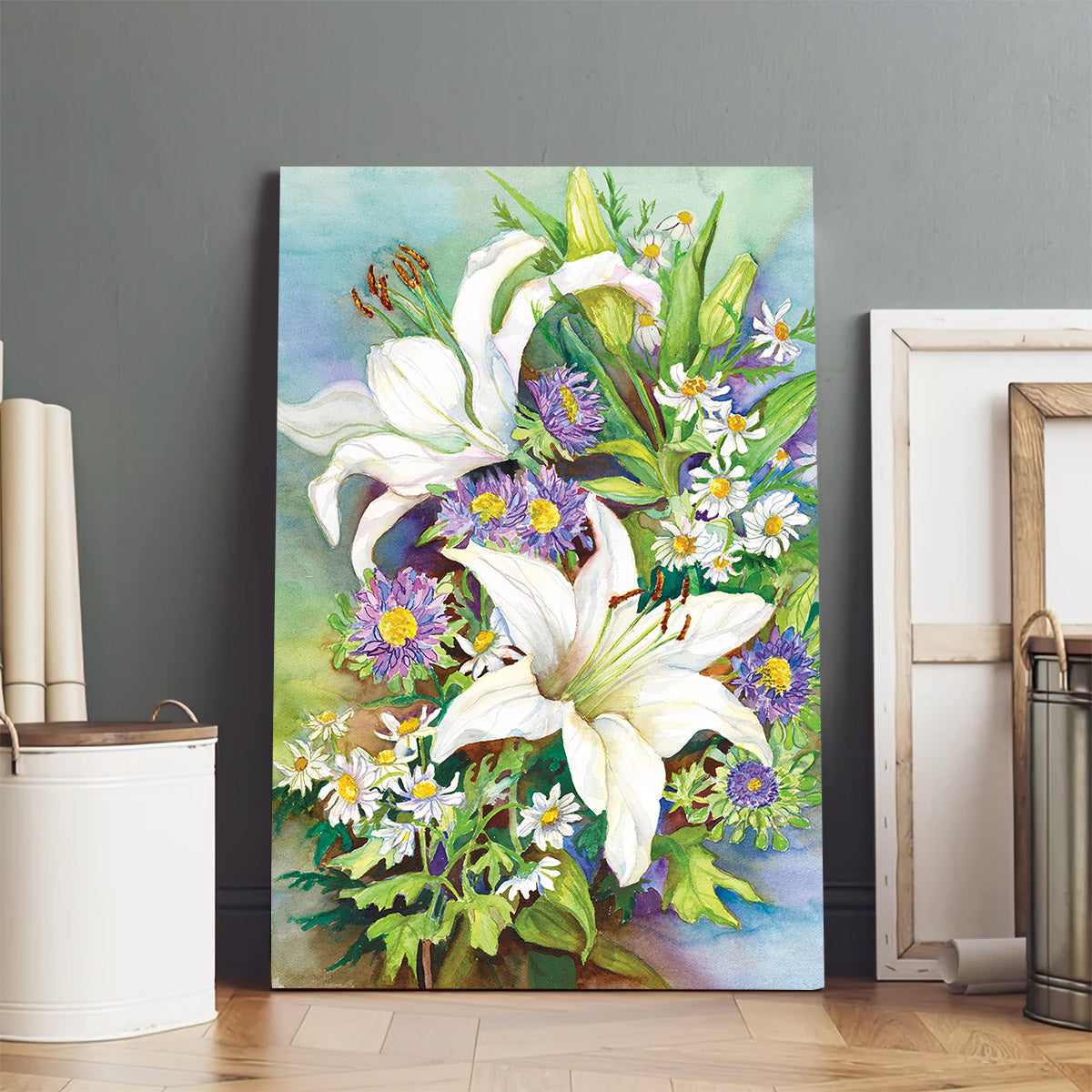 A Spring Bouquet Canvas Art - Easter Wall Art - Easter Vertical Canvas - Easter Gift
