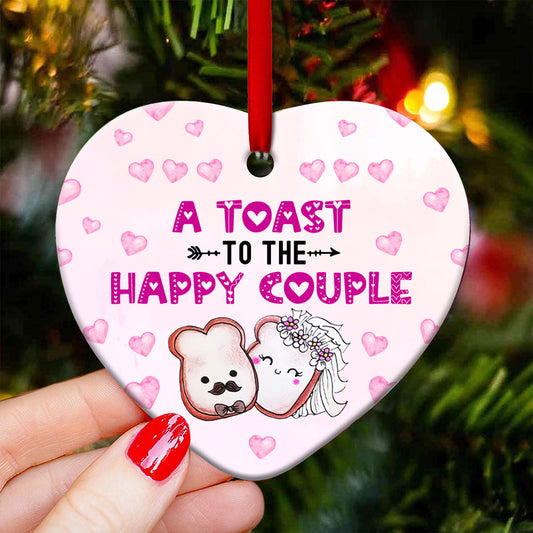 A Toast To The Happy Couple Heart Ornament - Christmas Ornament - Ciaocustom