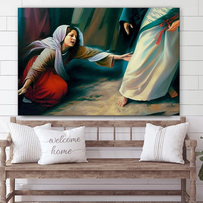 A Woman Healed Christian Art - Canvas Picture - Jesus Canvas Pictures - Christian Wall Art