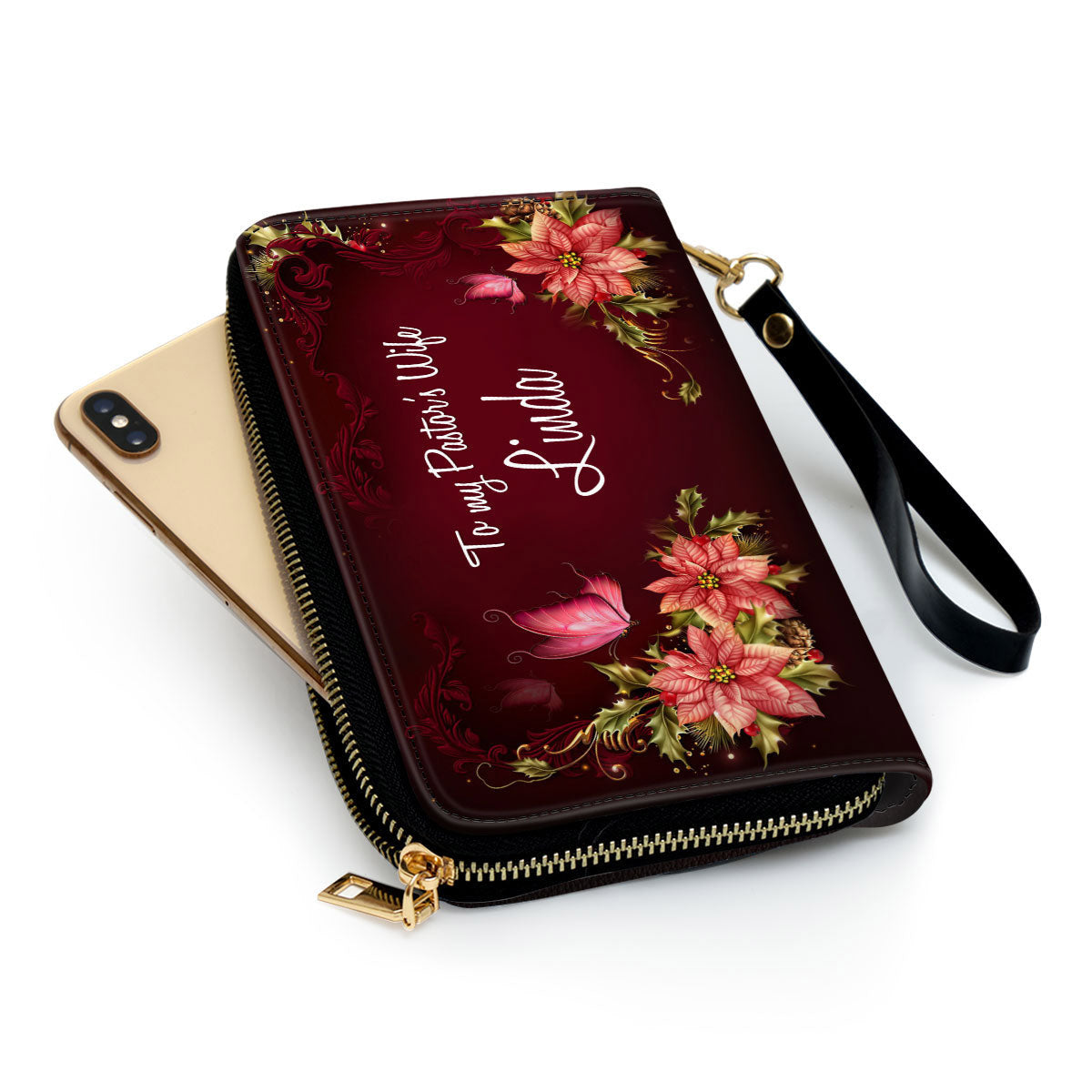 A Woman With A Heart That Cares Gift For Pastors's Wife Butterfly And Flower Clutch Purse For Women - Personalized Name - Christian Gifts For Women