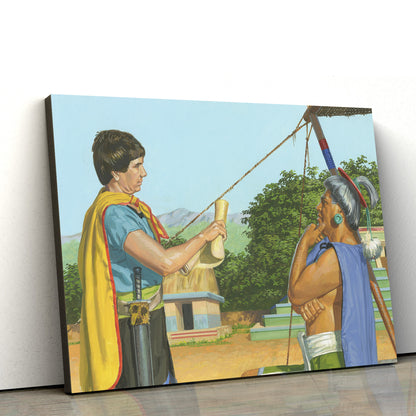 Aaron Reading The Scriptures To Lamoni’s Father Canvas Pictures - Christian Paintings For Home - Religious Canvas Wall Decor